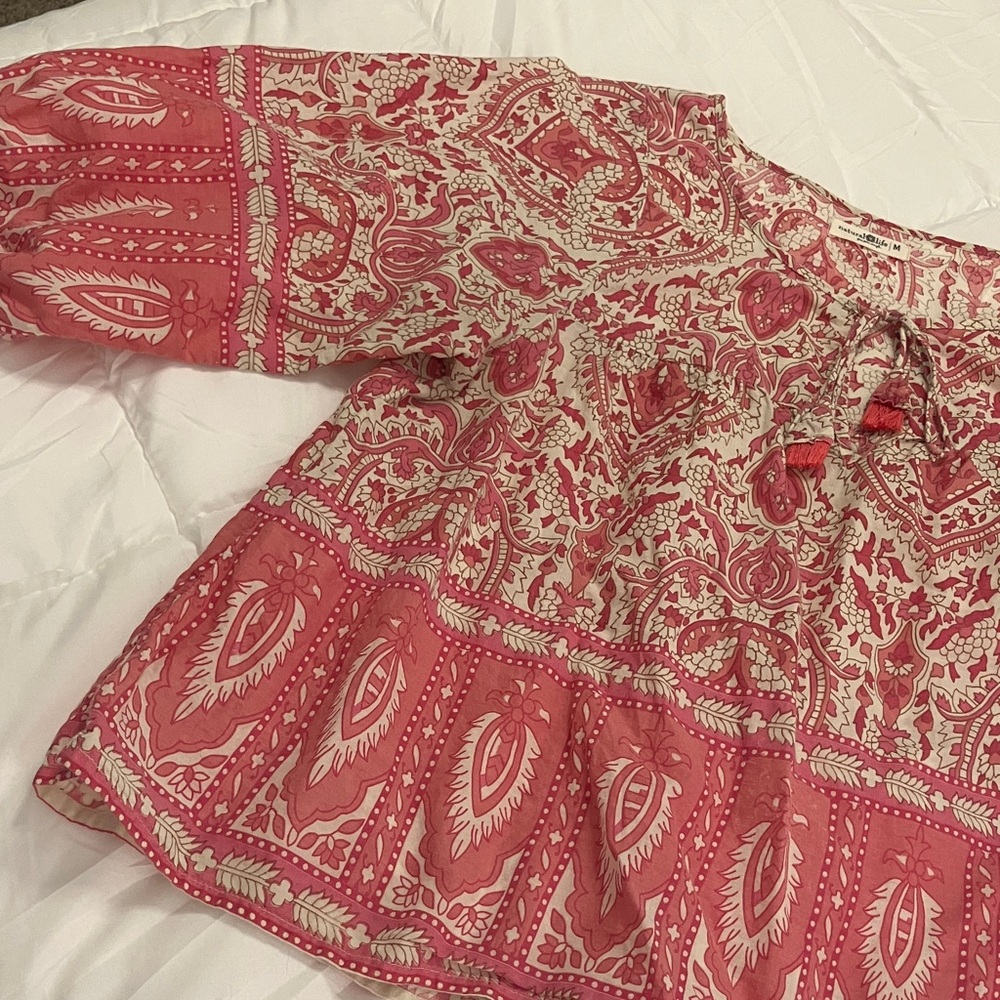 NATURAL LIFE Pink Paisley Peasant Top